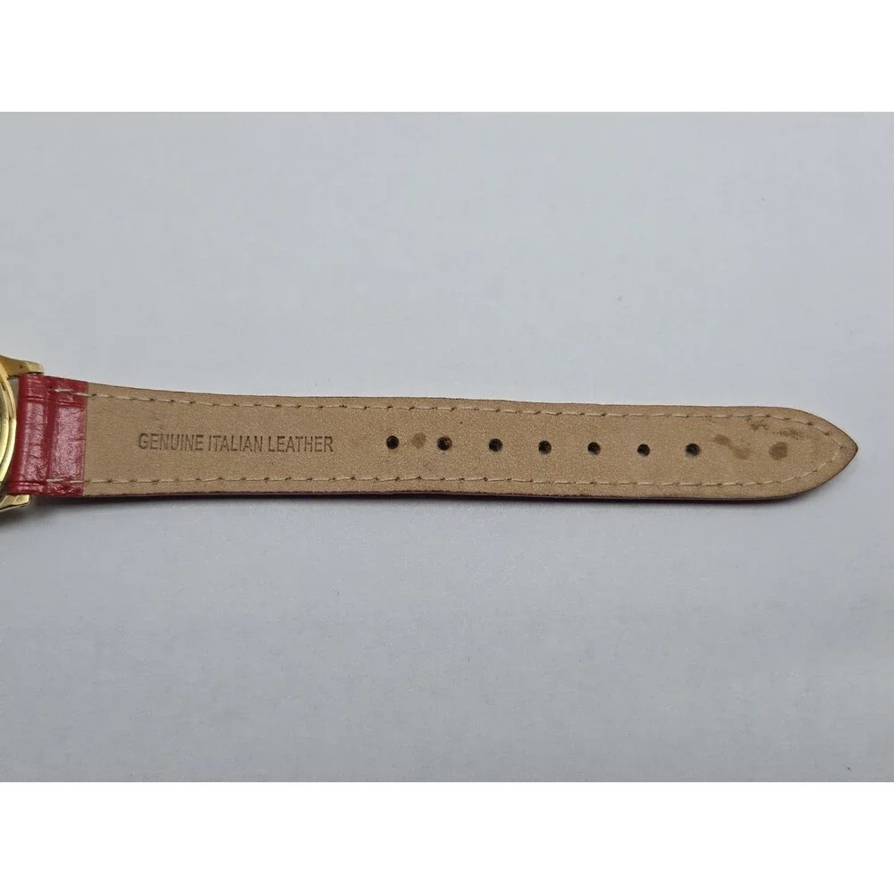 Vintage Lorus Disney Mickey Mouse Gold Tone Quartz Watch Leather 80s New Battery